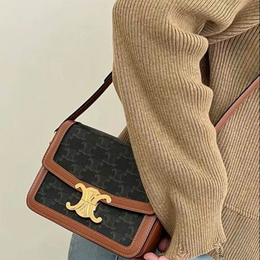 BRAND NEW! Celine TEEN TRIOMPHE BAG IN TRIOMPHE CANVAS AND CALFSKIN - Picture 7 of 16